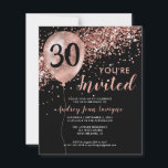 Budget Rose Gold Ballon Black 30. Geburtstag<br><div class="desc">Moderner Eleganter Glam Black Pink Rose Gold Glitzer Sparkle Ballon Jedes Alter Erwachsene Einladung Geburtstag</div>