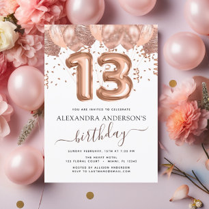 Budget Rose Gold Ballons 13. Geburtstagsparty Flyer
