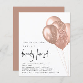 Budget Rose Gold Ballons 21. Party Einladung