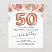 Budget Rose Gold Ballons 50. Geburtstagsparty (Vorderseite)
