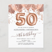 Budget Rose Gold Ballons 50. Geburtstagsparty Flyer (Vorne)