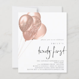 Budget Rose Gold Balloons Script 21. Party Einladu