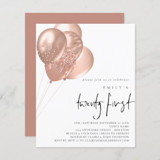 Budget Rose Gold Balloons Script 21. Party Einladu