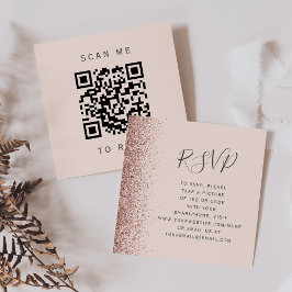 Budget Rose Gold Blush Wedding QR Code UAWG Begleitkarte