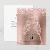 Budget Rose Gold Champagne 21. Geburtstagskarte (Vorne/Hinten)