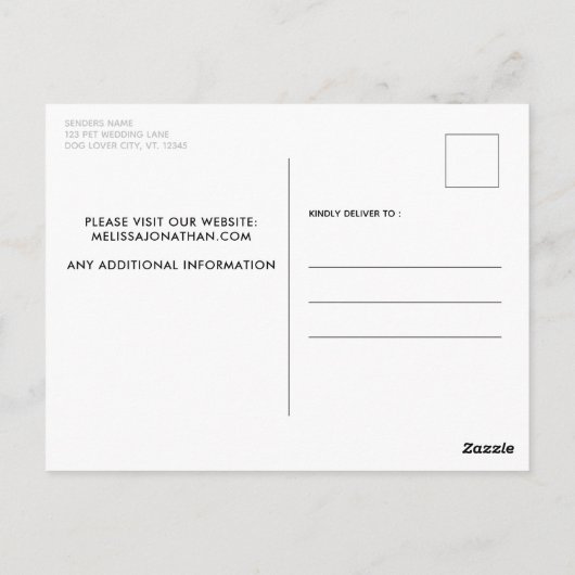 Budget Rose Gold Custom Pet Foto Hochzeit Postkarte (Rückseite)