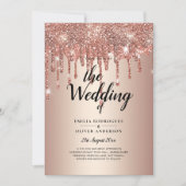 Budget Rose Gold Dripping Glitzer WEDite Einladung (Vorderseite)