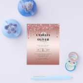 Budget Rose Gold Dripping Glitzer WEDite Einladung Flyer (Einzeln)