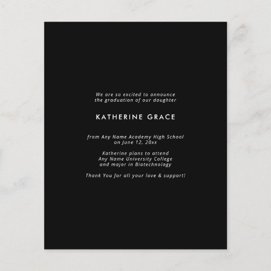 BUDGET-Rose Gold-Foil-Script-Abschluss-Foto (Rückseite)