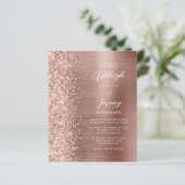 Budget Rose Gold Glam Glitzer Hochzeit Einladung (Stehend Vorderseite)