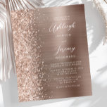 Budget Rose Gold Glam Glitzer Hochzeit Einladung<br><div class="desc">Die links Kulisse dieser eleganten,  modernen Hochzeitseinladung besticht durch eine Rose Gold Imitat Glitzer-Grenze. Der anpassbare Text kombiniert weiße Handschrift,  Kupferplatte und kursiven Schriftart auf einer Rose goldfarbenen Imitaten aus gebürstetem Metall. Die Rückseite ist mit einem passenden Glitzer und einem gebürsteten Metalldesign ausgestattet.</div>