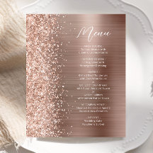 Budget Rose Gold Glam Glitzer Skriptmenü Hochzeit