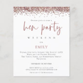 Budget Rose Gold Glitter Weekend Hen Party (Vorderseite)