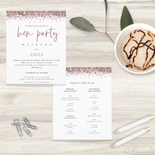 Budget Rose Gold Glitter Weekend Hen Party