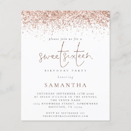 Budget Rose Gold Glitzer 16 . Geburtstag Einladung