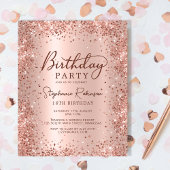Budget Rose Gold Glitzer 16. Geburtstag Einladung