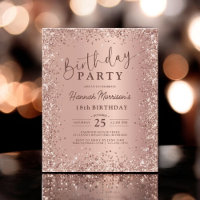 Budget Rose Gold Glitzer 18. Geburtstag Einladung