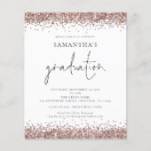 Budget Rose Gold Glitzer 2024 Abschluss Einladung (Vorderseite)