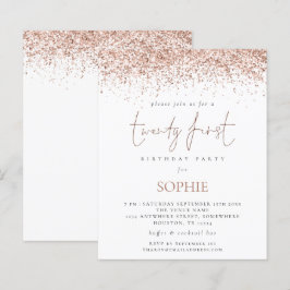 Budget Rose Gold Glitzer 21. Party Einladung