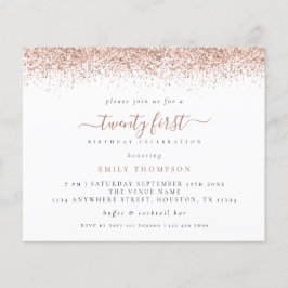 Budget Rose Gold Glitzer 21. Party Einladung