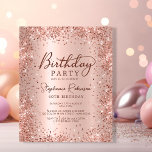 Budget Rose Gold Glitzer 40. Geburtstag Einladung<br><div class="desc">Budget Moderne Rose Gold Metall und Glitzer 40. Geburtstag Party Einladungen. Das Design der gürtelmädchenhaften,  handgeschriebenen Kalligraphie-Schrift,  die goldenen Imitate aus Rosa oder Rose,  die mit einem verglasten Glitzer-Rahmen aus metallischem Hintergrund gebürstet sind. Einfach zu personalisieren,  perfekt für jedes Alter.</div>