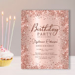 Budget Rose Gold Glitzer 60. Geburtstag Einladung<br><div class="desc">Budget Moderne Rose Gold Metall und Glitzer 60. Geburtstag Einladungen. Das Design der gürtelmädchenhaften,  handgeschriebenen Kalligraphie-Schrift,  die goldenen Imitate aus Rosa oder Rose,  die mit einem verglasten Glitzer-Rahmen aus metallischem Hintergrund gebürstet sind. Einfach zu personalisieren,  perfekt für jedes Alter.</div>