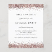 BUDGET Rose Gold Glitzer Abend Party Einladung (Vorderseite)
