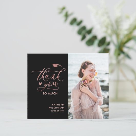 BUDGET Rose Gold Glitzer ABSCHLUSS Danke Karte (Stehend Vorderseite)