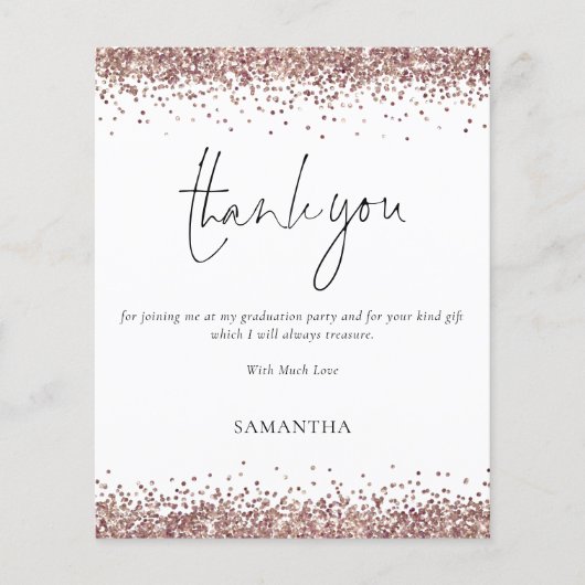 Budget Rose Gold Glitzer Abschluss Vielen Dank (Vorderseite)