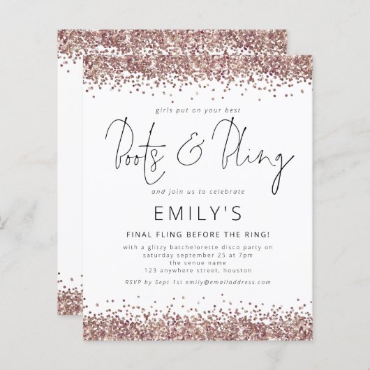 BUDGET Rose Gold Glitzer Bachelorette (Vorne/Hinten)