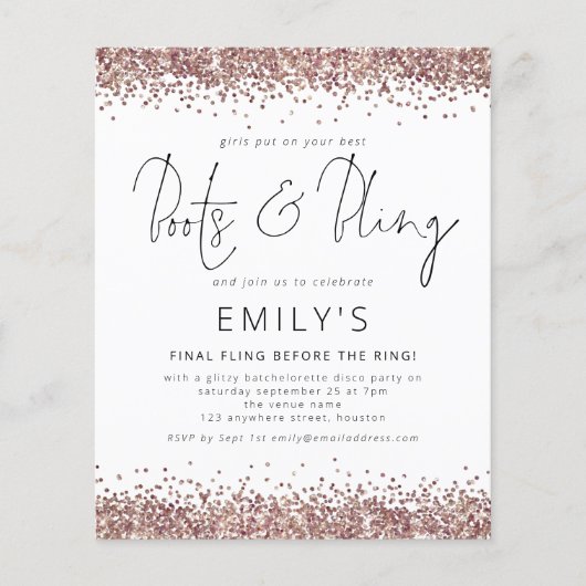 BUDGET Rose Gold Glitzer Bachelorette (Vorderseite)