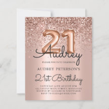 Budget Rose Gold Glitzer Ballon 21. Geburtstag