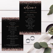 Budget Rose Gold Glitzer Black Wedding Programm