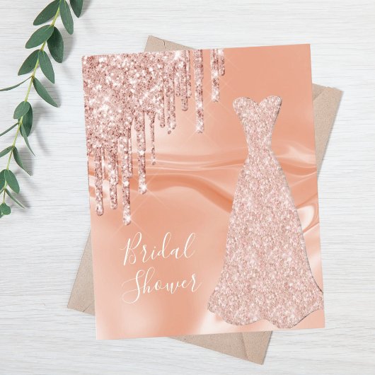 BUDGET Rose Gold Glitzer Brautdusche Einladung