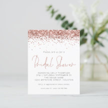 Budget Rose Gold Glitzer Brautparty Einladung