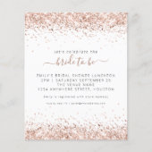 Budget Rose Gold Glitzer Bridal Dusche Einladung (Vorderseite)