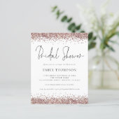 Budget Rose Gold Glitzer Bridal Dusche Einladung (Stehend Vorderseite)