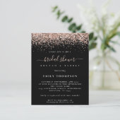 Budget Rose Gold Glitzer Bridal Dusche Einladung (Stehend Vorderseite)