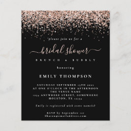 Budget Rose Gold Glitzer Bridal Dusche Einladung