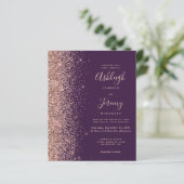 Budget Rose Gold Glitzer Dark Lila Wedding (Stehend Vorderseite)