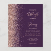 Budget Rose Gold Glitzer Dark Lila Wedding (Vorderseite)