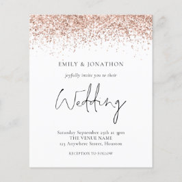 Budget Rose Gold Glitzer Einladung Hochzeit