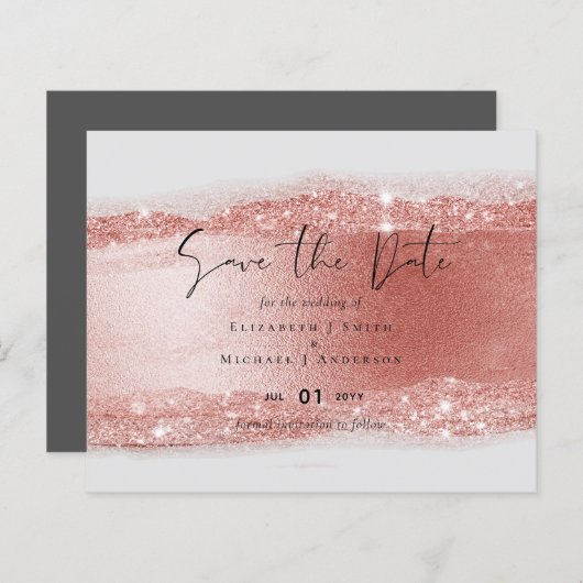 Budget Rose Gold Glitzer Foil Look Hochzeit (Vorne/Hinten)