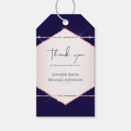 Budget Rose Gold Glitzer Foil Look Hochzeit Geschenkanhänger