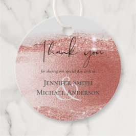 Budget Rose Gold Glitzer Foil Look Hochzeit Geschenkanhänger