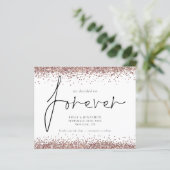 Budget Rose Gold Glitzer Forever QR Save the Date (Stehend Vorderseite)