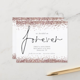Budget Rose Gold Glitzer Forever QR Save the Date