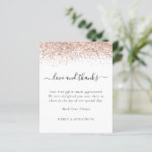 Budget Rose Gold Glitzer Foto Hochzeit Dank (Stehend Vorderseite)