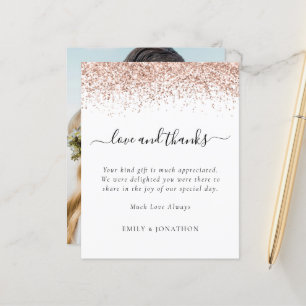 Budget Rose Gold Glitzer Foto Hochzeit Dank