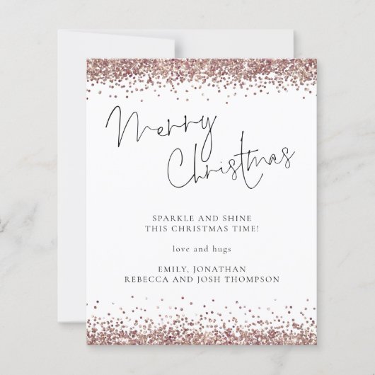 Budget Rose Gold Glitzer Frohe Weihnachtskarte (Vorderseite)